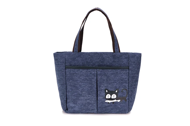 Восточные стихи холст кошка едят рыбу леди сумка для хранения обеда коробка