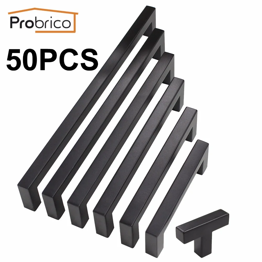 

Probrico 50 шт. черная ручка для шкафа 12 мм * 12 мм квадратный стержень из нержавеющей стали для детской мебели выдвижной ящик PDDJS12HBK