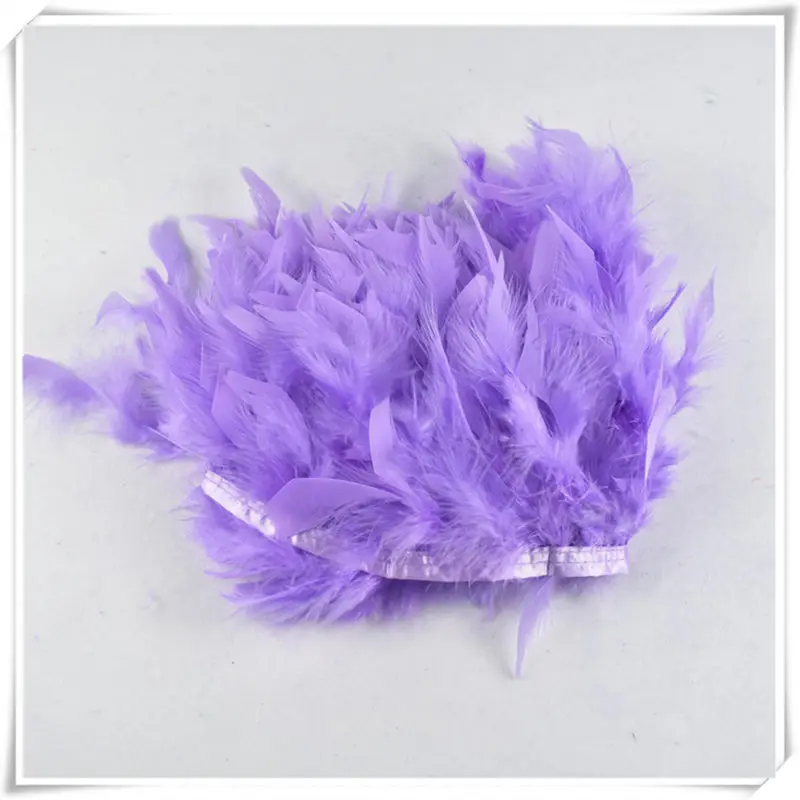 Light Purple 2 ярдов натуральное окрашенное перо индюшки бахрома отделка 10-15 см chandelle перья марабу украшения юбка платье отделка Перья для ремесел - Цвет: Light Purple