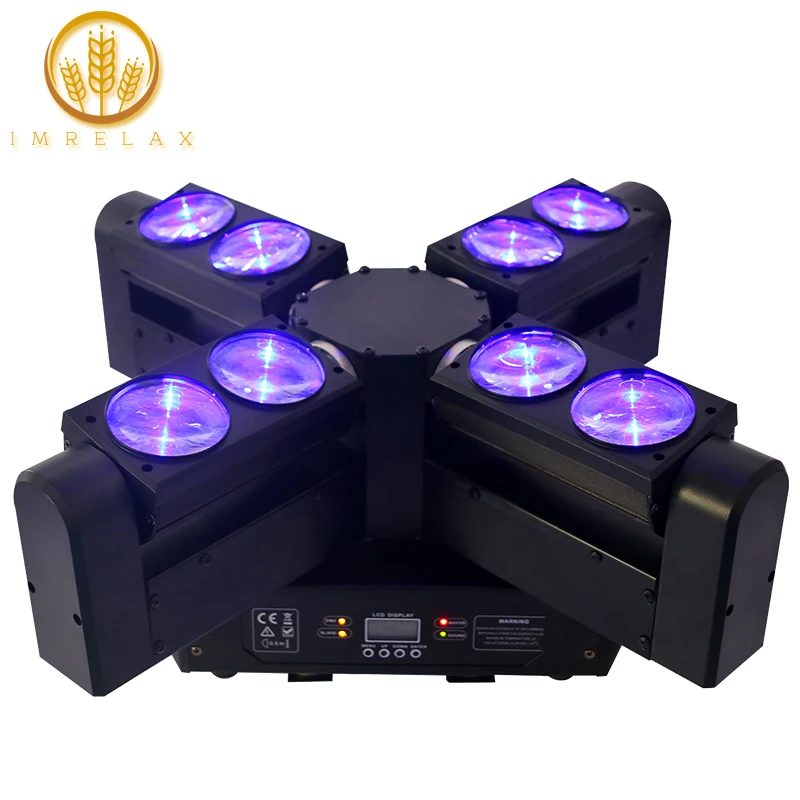 Imrex, новинка, 8*12 Вт, RGBW, 4в1, светодиодный, бесконечное вращение, движущаяся головка, большое колесо ветра, 8 головок, вращающийся луч, светильник для DJ, дискотека, ночной клуб