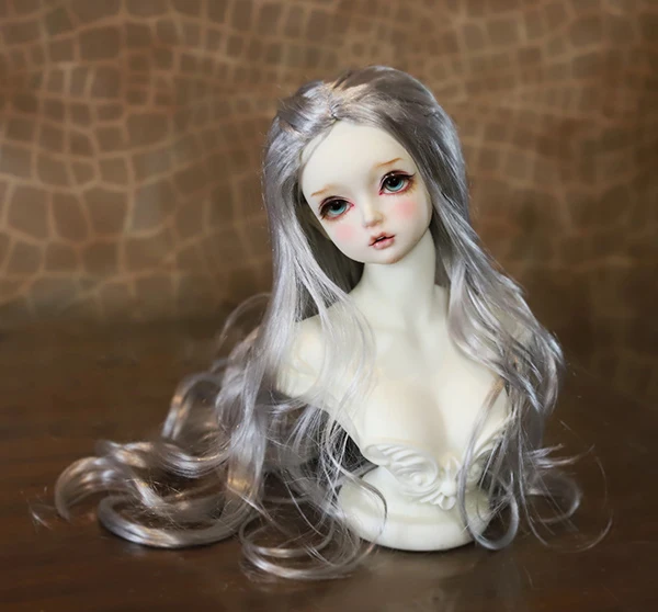 

BJD doll wig suitable for 1/3 1/4 1/6 MSD DD imitation mohair grey silver crisp long hair doll accessories