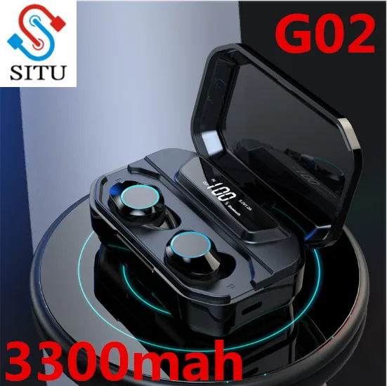 

G02 TWS 5.0 Bluetooth 6D Stereo Earphone Wireless Earphones IPX7 Waterproof Earphones 3000mAh LED Display Smart Power Bank