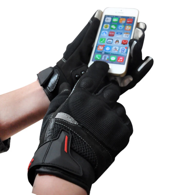 Мотоциклетные Перчатки Лето Guantes de la motocicleta перчатки полный палец мотоцикл Luvas экран сенсорный Велоспорт Гонки Спорт Защита