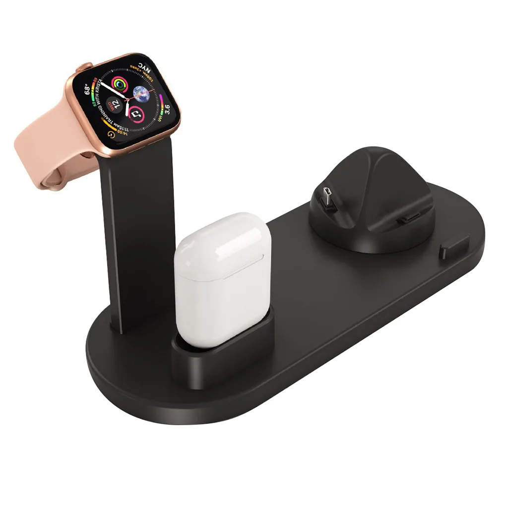 Настольное Беспроводное зарядное устройство VOBERRY 3 в 1 для iPhone / AirPods Apple Watch базовое