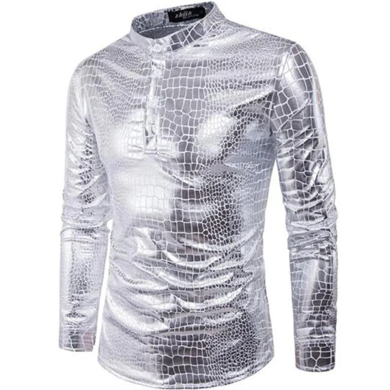 Модные мужские с длинным рукавом принтом в виде серпантина Bling рубашки Camisa
