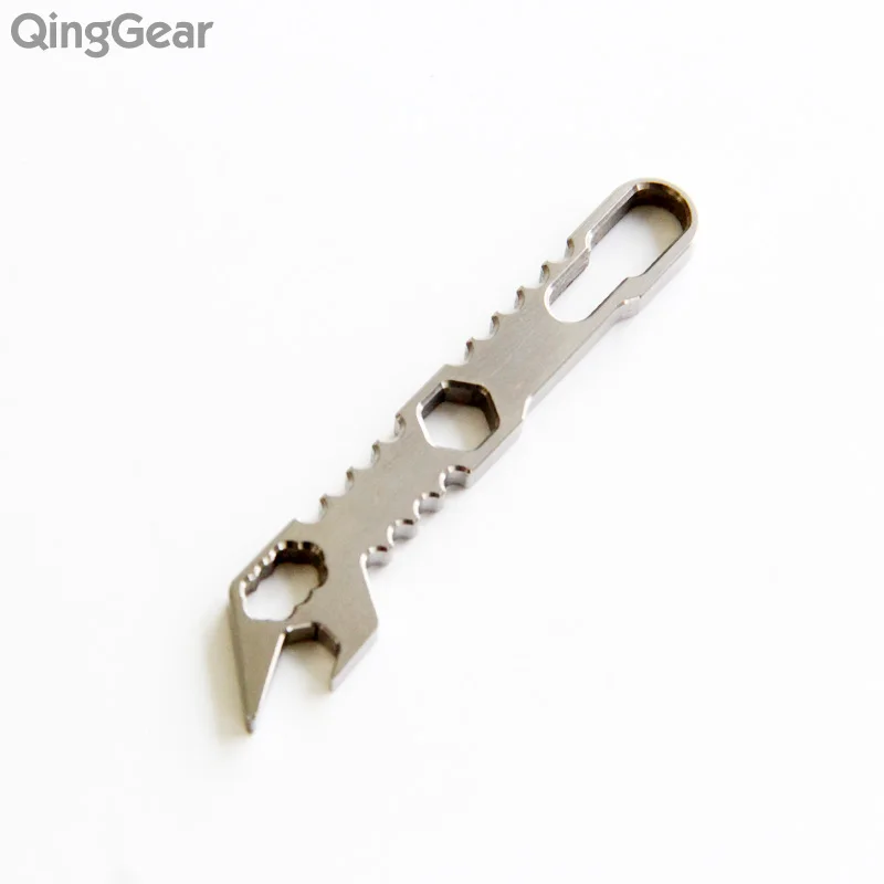 Ti Natural Qinggear Титан многофункциональный инструмент TC4 мини брелок для ключей коробка открывалка для бутылок монтировку Hex заколка для волос карманный инструмент подарок - Цвет: Ti Natural