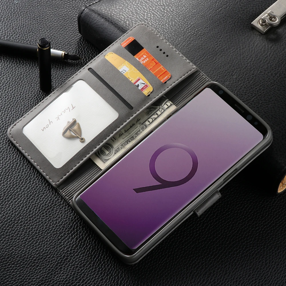 Роскошный кожаный флип чехол для Samsung Galaxy S9 Plus мягкий силиконовый с отделением
