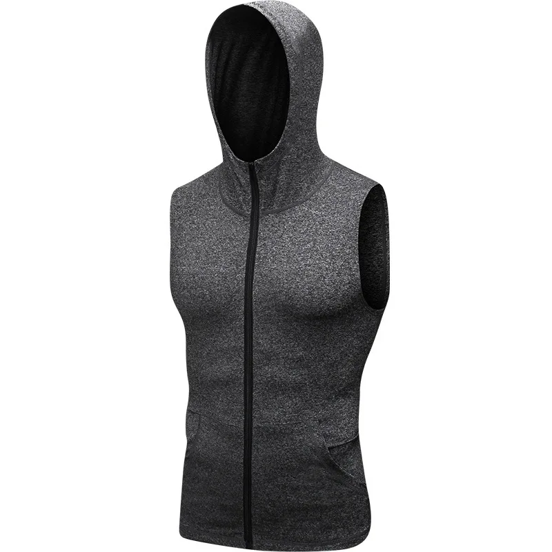 

Men's Sportswear High Quality waistcoat Mens Zip Sleeveless Hoodies Fashion Casual Hooded Sweatshirt Men Hip Hop Hoodie Men's