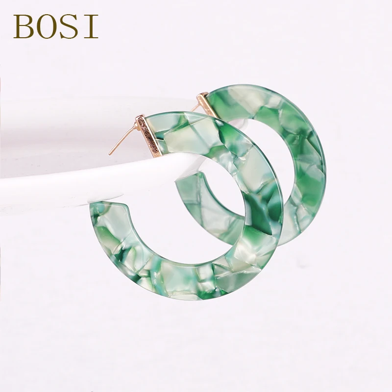 Серьги акриловые Boho большой круг Мода для женщин геометрические Висячие красочные серьги из сплава ацетат эффектное