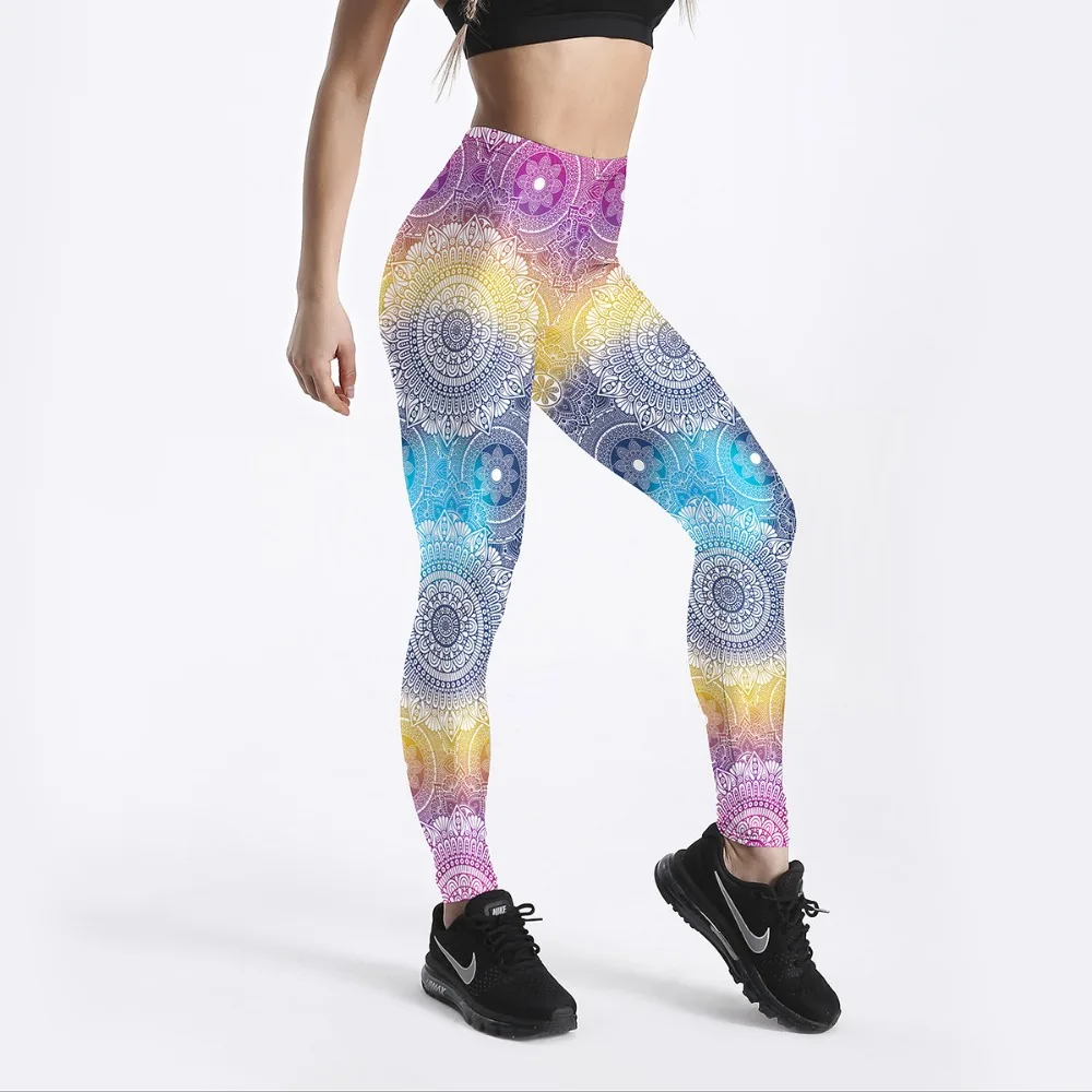 Сексуальные Обтягивающие Леггинсы для тренировок женщин цветочные градиентные