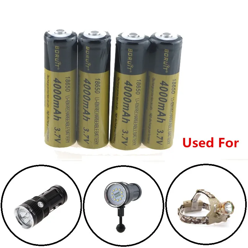 4 шт./лот BRC 18650 батарея 3 7 V 4000 mAh литиевый фонарик с литий ионной батарейкой