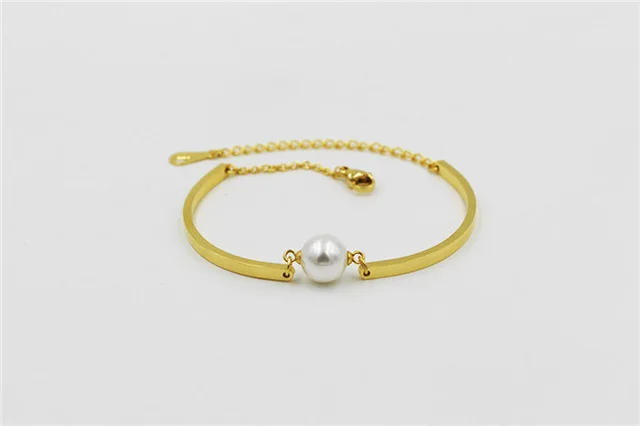 Martick Europe Brand Gold-color Lobster Charm Bracelets With Pearl For Women Fashion Summer Style B208 |