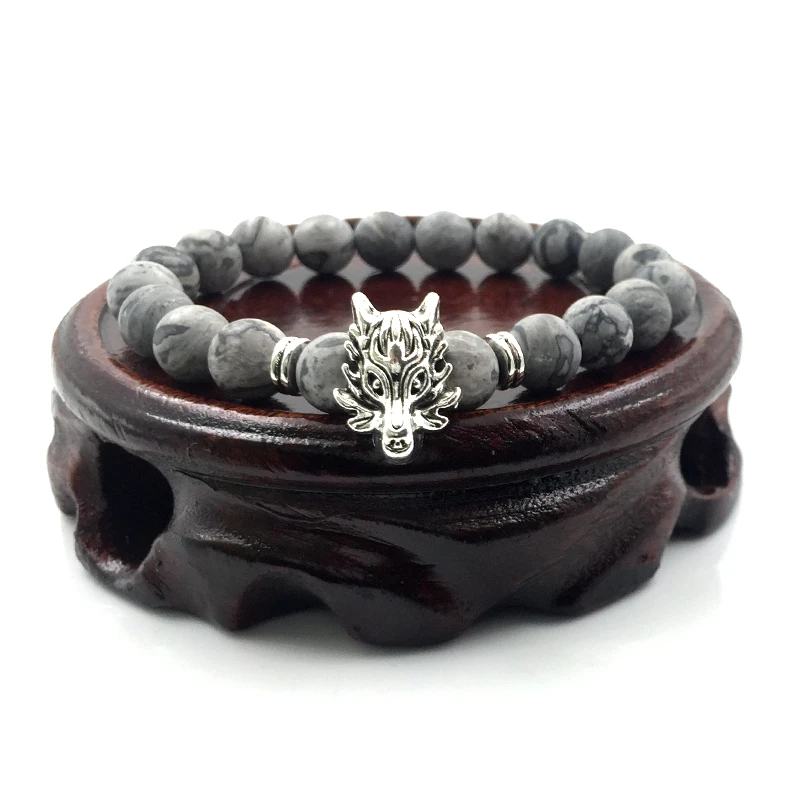 Новинка 2018 гладкий браслет 8 мм с бусинами из камня в форме карты двухцветные