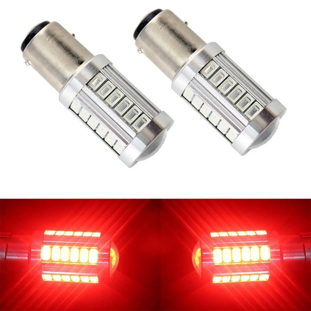 

2X Red BAY15D 1157 1142 Car Tail Stop Brake Light 5730 33 SMD LED Bulb 12V DC