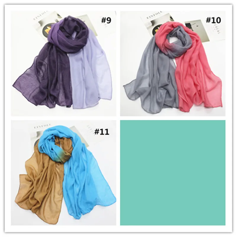 Модный шарф Омбре однотонный градиентный цвет мусульманский хиджаб мягкая