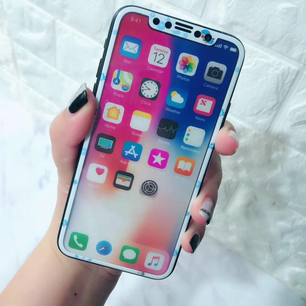 10 шт. для iPhone/XS японский мультфильм дисни экран Закаленное стекло пленка Doraemon Микки милый углеродного волокна передний протектор