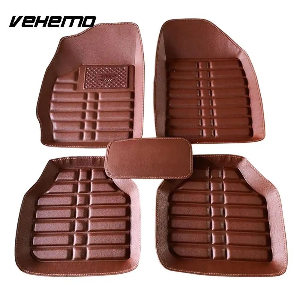 VEHEMO 5 шт. автомобильные коврики, коврик для ног, автомобильные коврики для автомобиля, коврики с левым приводом, таппетини, авто Универсальный авто интерьер - Название цвета: brown