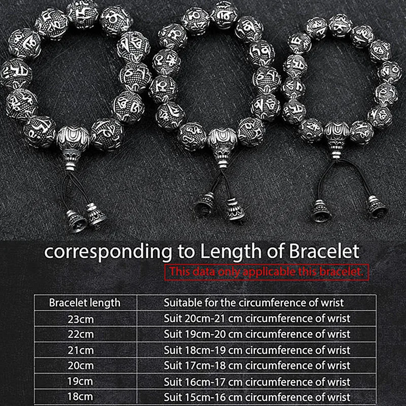 KLDY ретро тибетский буддизм бусы браслет для мужчин серебро нержавеющая сталь