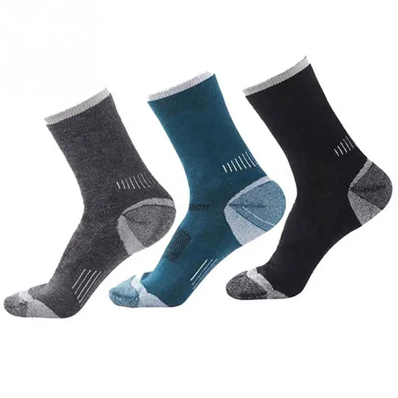 3 Pairs/Pack SANTO Men's Winter Wool Socks Breathable Warm Thicken Socks Footwear for Outdoor Sports Activities Fits Size 39-43
