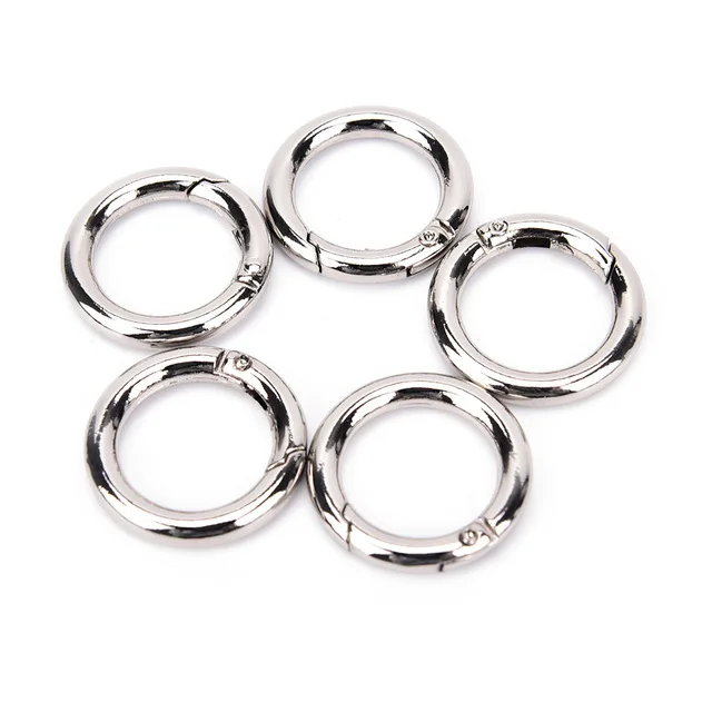 silver 5 Pcs Circle Round Carabiner Hook Keyring Buckle 28mm Snap Clips Keychain - Цвет: silver