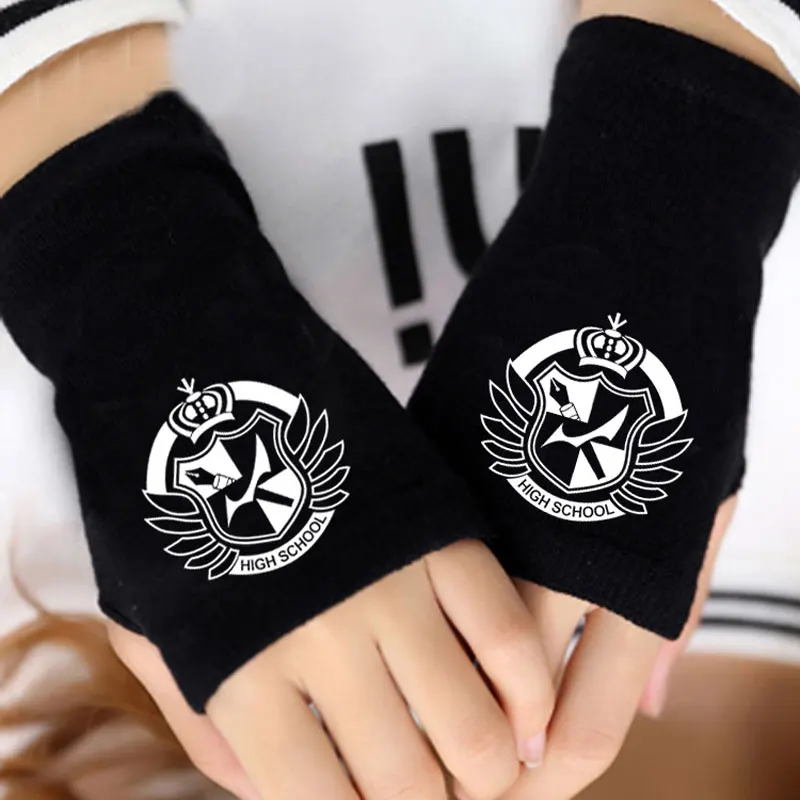 Мода в европейском стиле, вязаный крючком кардиган перчатки аниме ganganronpa monokuma пальцев трикотажные перчатки из хлопка зимние теплые варежки женский Косплэй подарок