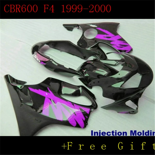 

Custom ABS Injection fairing kits for HONDA Purple and black CBR600F4 1999 CBR600 F4 2000 CBR600F 99 00 fairngs bodyworks-Hey