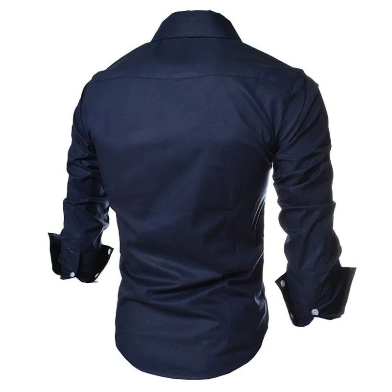 Мужская рубашка с длинным рукавом Camisa Masculina черная приталенная в Корейском стиле
