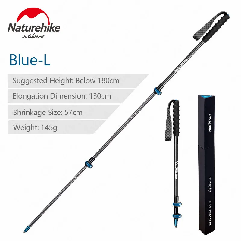 Blue-L Naturehike уличная Ультралегкая трость, портативная походная трость из углеродного волокна, треккинговые палки, 3 секции, наружная трость с замком, палка для катания на лыжах - Цвет: Blue-L