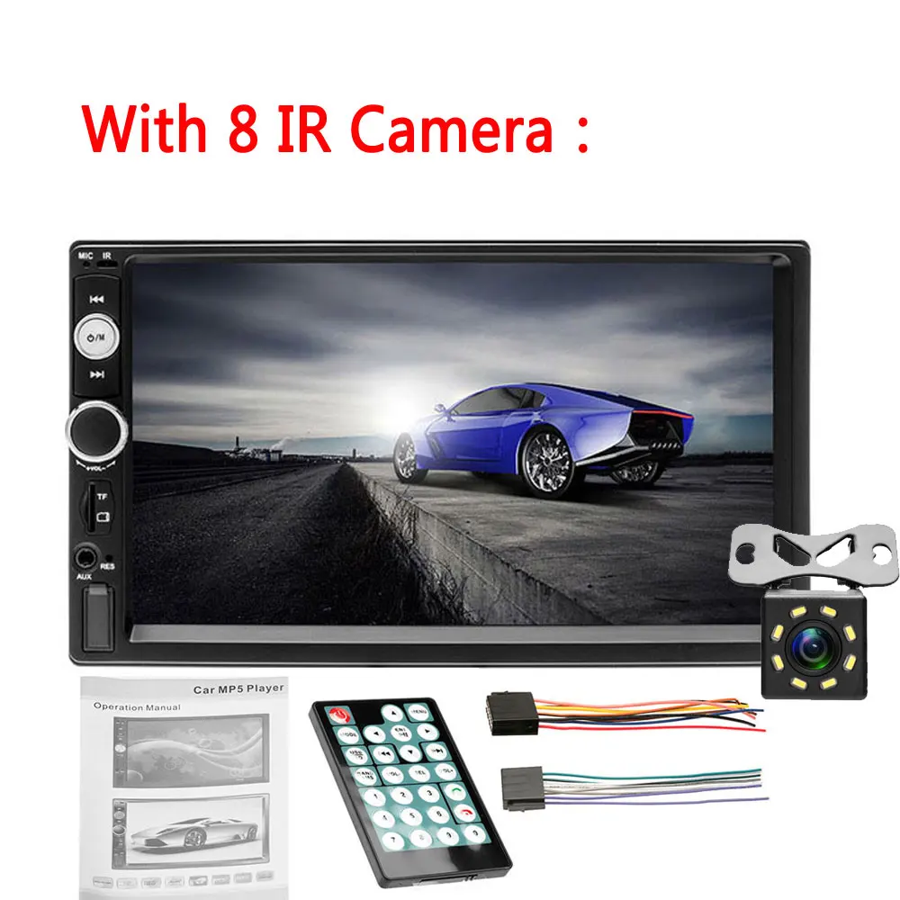 With 8 IR Camera AMPrime Авторадио 2din Автомагнитола 7010B мультимедийный MP5 плеер " HD сенсорный экран Bluetooth автомобильный аудио стерео USB FM радио рекордер - Цвет: With 8 IR Camera