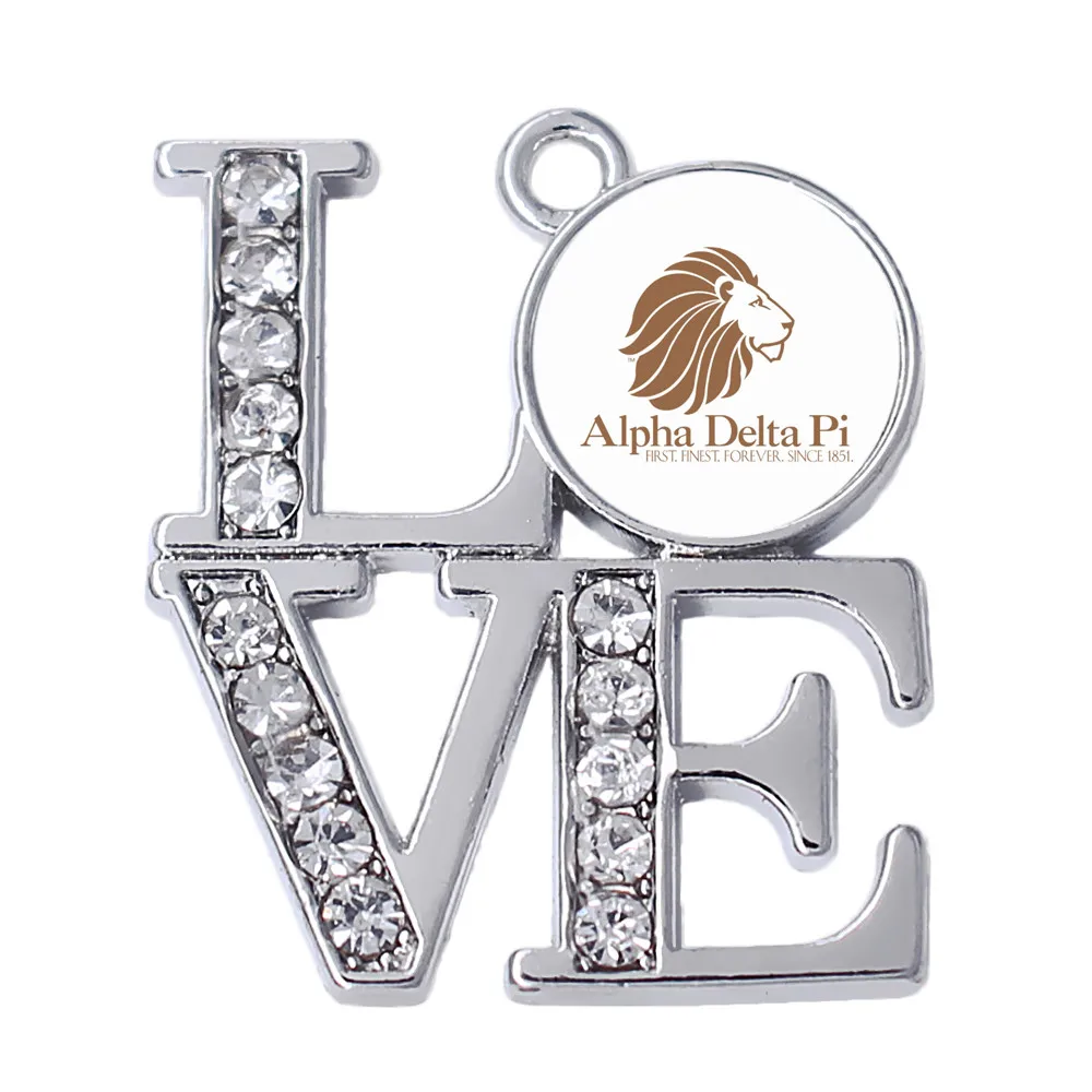 Double Nose Metal Inlaid Poster Alpha Delta Pi Lion Charm Pendant First Finest Forever Since 1851 Greek Sorority Jewelry For DIY | Украшения