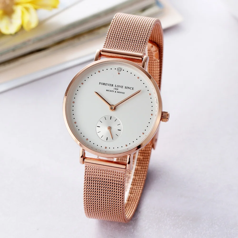 Часы наручные Disney женские кварцевые простые минималистичные с сетчатым