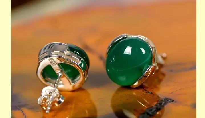 Женские серьги гвоздики с натуральным опалом из стерлингового серебра 925 пробы