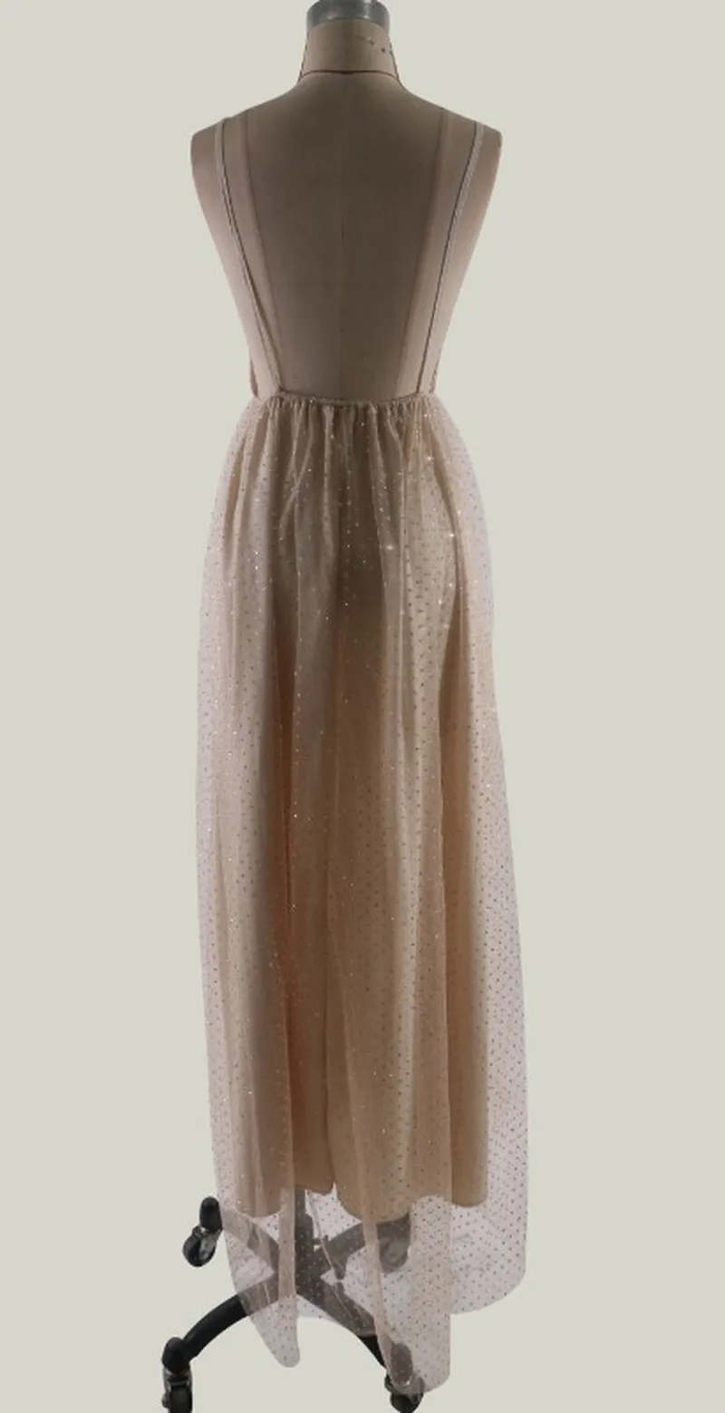 Абрикосовое сексуальное Элегантное Длинное платье, вечернее платье, vestidos Verano, блестящее тонкое платье на тонких бретельках, церемониальное женское осеннее платье