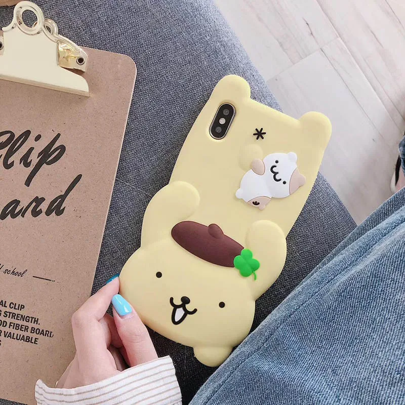 B 3D супер милый японский мультфильм Мелодия Cinnamoroll Мягкий силиконовый чехол для телефона для iphone X XR XS MAX 6S 7 8 plus чехол для собаки - Цвет: B