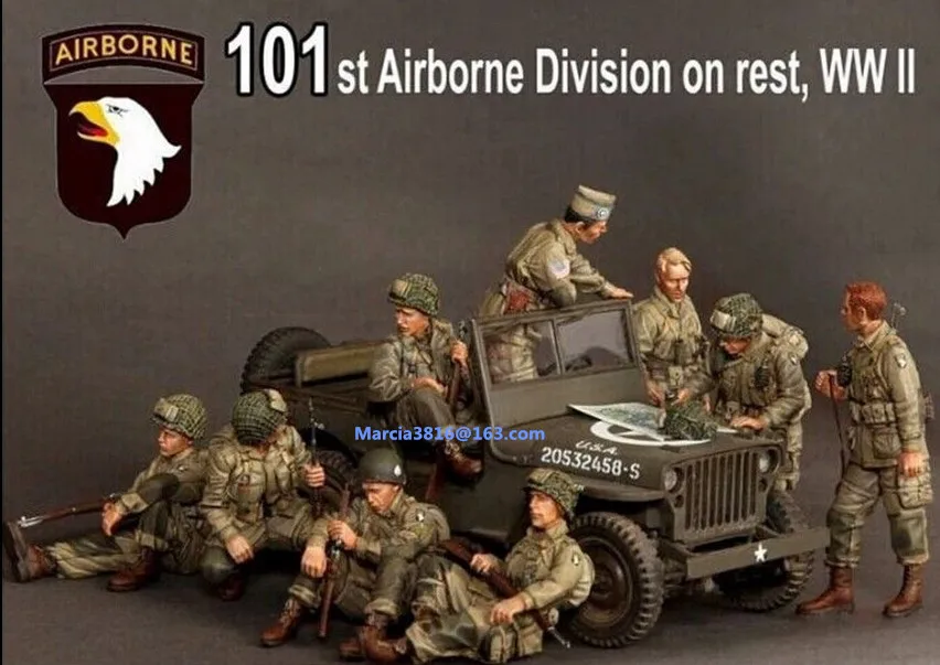 1/35 WW2 США 101st воздушно десантный дивизион 9 Солдат Смола Модель комплект фигурка