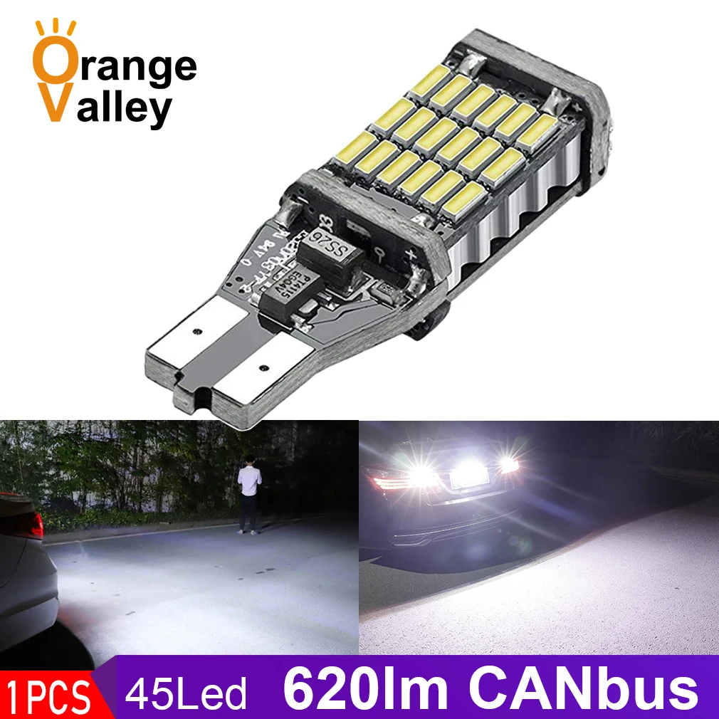 1 шт., превосходный светодиодный светильник T15 W16W 45 SMD 4014, автомобильные лампы Canbus заднего хода, стоп-светильник, резервный светильник s, лампа заднего хода