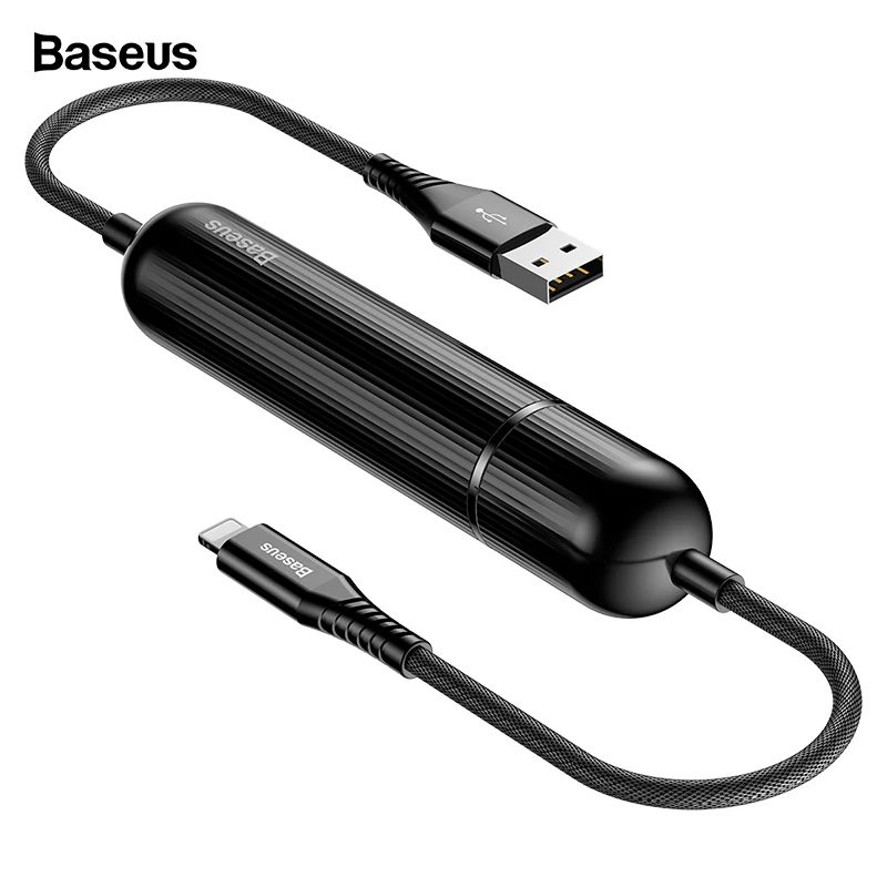Baseus 2500 мАч 2 в 1 1,2 м USB кабель power Bank для iPhone Xs Max Xr X 8 7 6 Pover повербанк внешний аккумулятор зарядное устройство power bank