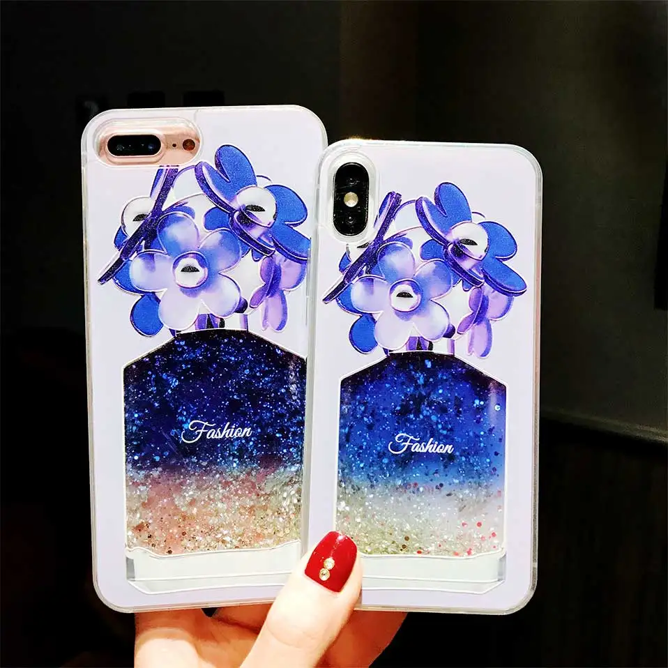 Флакон духов Блестящий песок для iphone 6 S 7 8 Plus TPU + PC X Funda Drop-proof задние крышки |