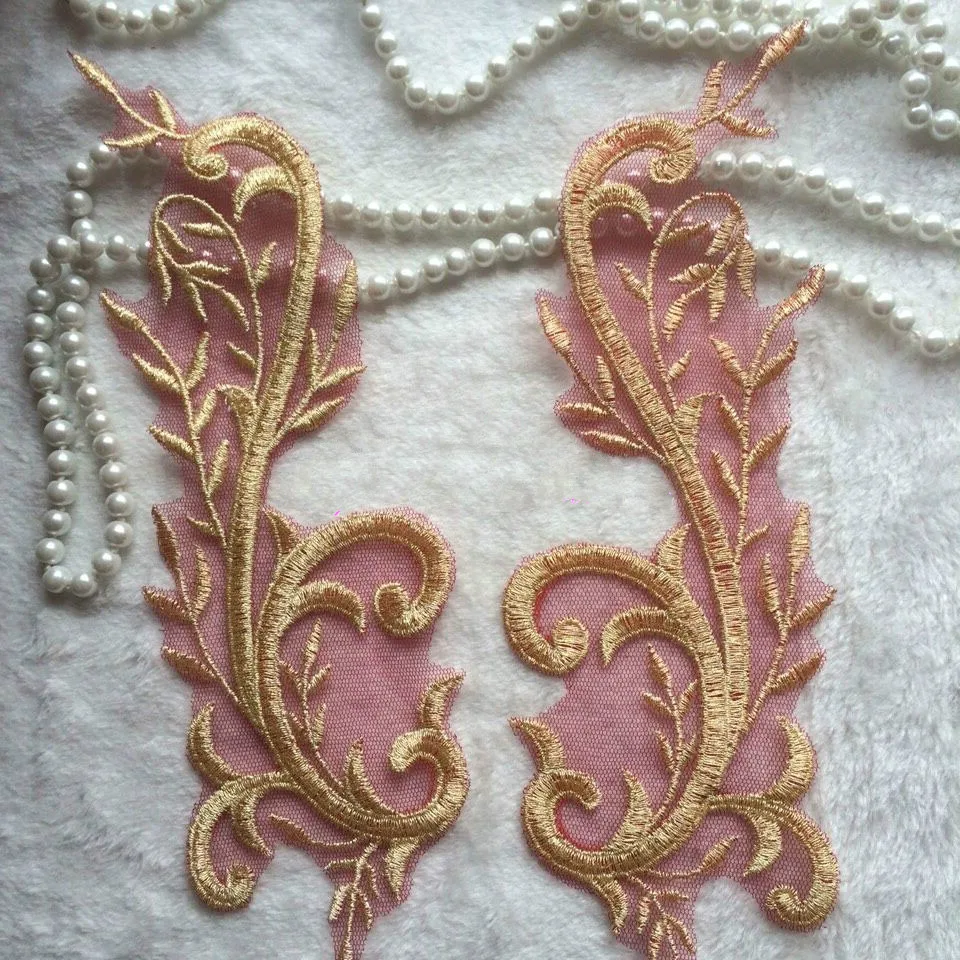 4 шт./лот золотая нить вышивка цветок кружева патч аппликация сценическое