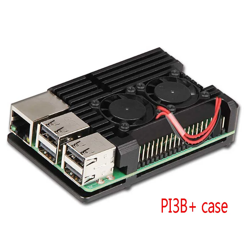 Raspberry Pi 4 Алюминиевый металлический чехол Raspberry Pi 3 Алюминиевый Чехол Коробка с двойным вентилятором теплоотвод для Raspberry Pi 4 3 Модель B 3B Plus - Комплект: PI3 B Universal case