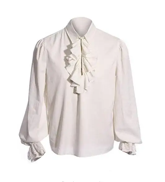 Мужская кружевная блузка в стиле стимпанк Готическая рубашка с оборками ретро