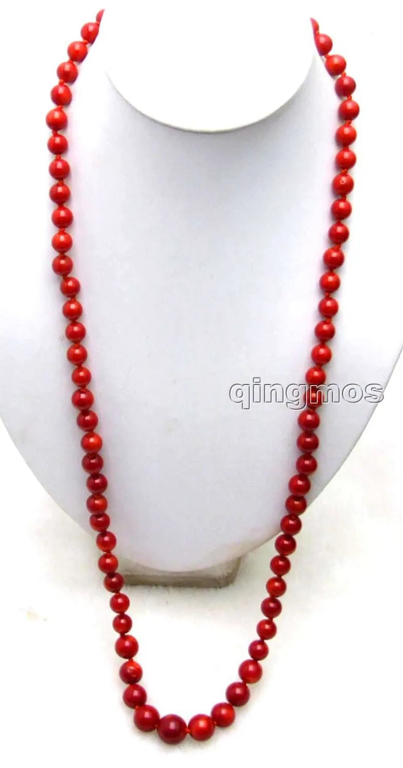 Luxuriant! SALE Big 9-15mm Red Round High Quality natural coral Long 34 &quot neckalce -nec5890 Wholesale/retail Free shipping | Украшения