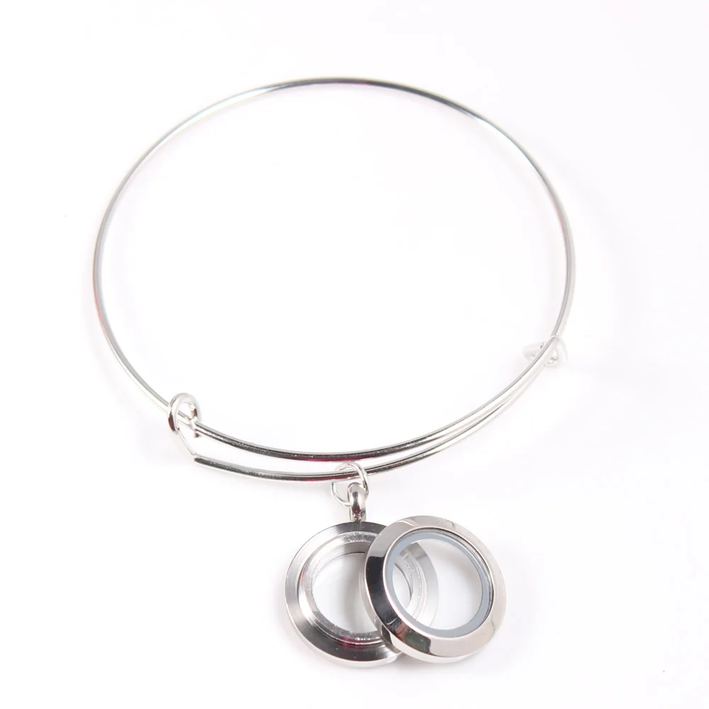 10Pcs/lot 20MM Silver Rhinestone Screw Glass Floating Locket Bangles Expandable Wiring Bracelet With Egg 2017 Easter Best Gift | Украшения