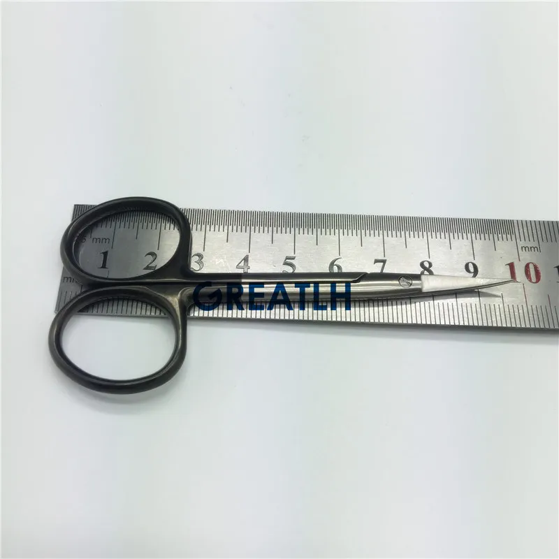 

New black handle plastic surgery double eyelid scissors 10cm open eye fine cut no rust ultra sharp fast cut micro