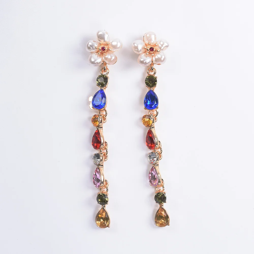 ZA жемчужные серьги новейшая бижутерия ручной работы Boho Длинные Подвесные серьги для женщин Свадебные подарки - Окраска металла: 10N2409