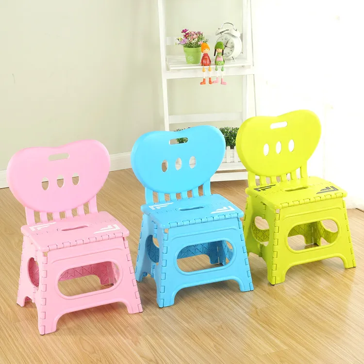 

Multifunctional folding stool plastic backrest portable home chair creative kindergarten small stool children's furniture