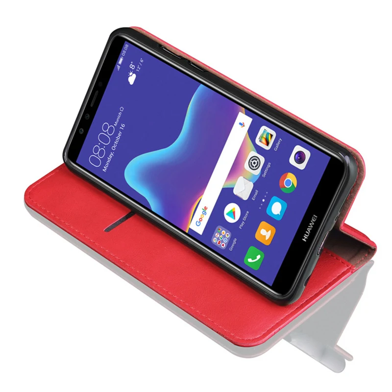 Кожаный чехол для huawei Y5 Y6 Pro Y7 Y9 Prime 2018 кошелек с откидной подставкой и карманом
