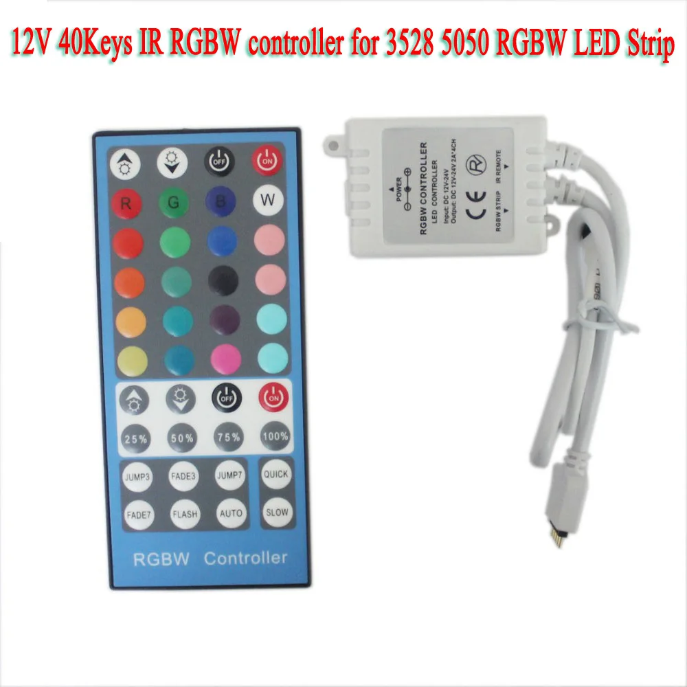 

DC12V 40Key IR Remote RGBW Controller For SMD 3528 5050 RGBW LED SMD Strip Lights