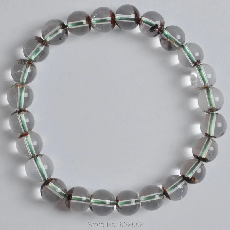 

A+++ 8MM Natural Green Phantom Crystal Round Beads Bracelet Stretch 8" Jewelry G801