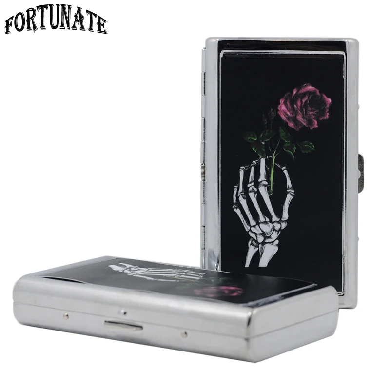 Уникальный синий Keep Rose Lady тонкая сигарета чехол металлическая коробка Женский